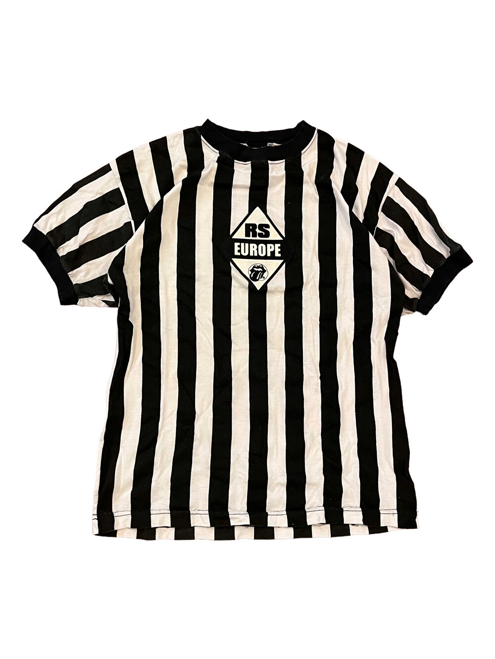 Vintage 90s The Rolling Stones Europe Striped Tour T-shirt OSFA Brockum Large